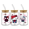 sanurgente hello kitty kuromi disney design uv dtf sticker, 16oz cup glass round transfer sticker, label diy logo auto adhésif