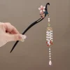 Épingle à cheveux rétro en bois de santal, pompon, épingle à cheveux de Style chinois, accessoires pour cheveux de fille de Style ancien, couvre-chef Hanfu pour femmes