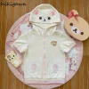 Vestes japonaises mignonnes pour femmes, à capuche, manches courtes, vêtements d&rsquo;extérieur d&rsquo;été, hauts Y2k, tunique à fermeture éclair, manteaux de mode de dessin animé, 2025 Ropa Mujer