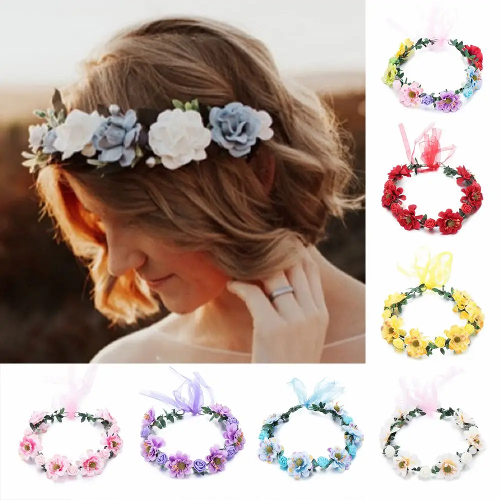 femmes fleurs feuilles bandeaux accessoires de mariage rose fleur couronne bohême guirlande filles couronne florale mariée halo casque femmes fleurs feuilles bandeaux accessoires de mariage rose fleur couronne bohême guirlande filles couronne florale mariée halo casque