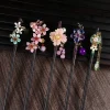 Épingle à cheveux en bois de style chinois avec pompon, épingle à cheveux fleur à enroulement, pince à cheveux élégante pour dame, accessoires pour cheveux, cadeau vintage