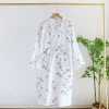 peignoir kimono japonais 2025 coton pour femme, simple, imprimé, observateur, vêtements de maison, printemps/Été, 100%