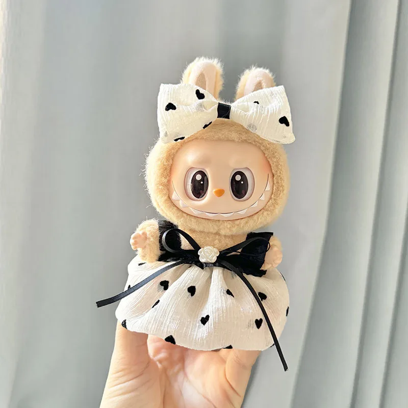 mini vêtements de course en peluche avec nœud en soie brillante rose, jupe menstruelle princesse, accessoires kpop, idole labubu, tenue coréenne, 17cm mini vêtements de course en peluche avec nœud en soie brillante rose, jupe menstruelle princesse, accessoires kpop, idole labubu, tenue coréenne, 17cm
