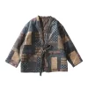 Cardigan en Coton Rembourré pour Homme et Femme, Robe Imprimée Vintage, Veste Streetwear Japonaise, Kimono Décontracté, Manteau Parka, Hiver