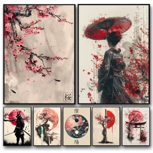 Affiche d’art de paysage japonais, peinture sur toile, impressions murales, photo pour chambre, décoration d’intérieur, samouraï, geisha, bonsaï, porte Torii, Sakura Affiche d’art de paysage japonais, peinture sur toile, impressions murales, photo pour chambre, décoration d’intérieur, samouraï, geisha, bonsaï, porte Torii, Sakura