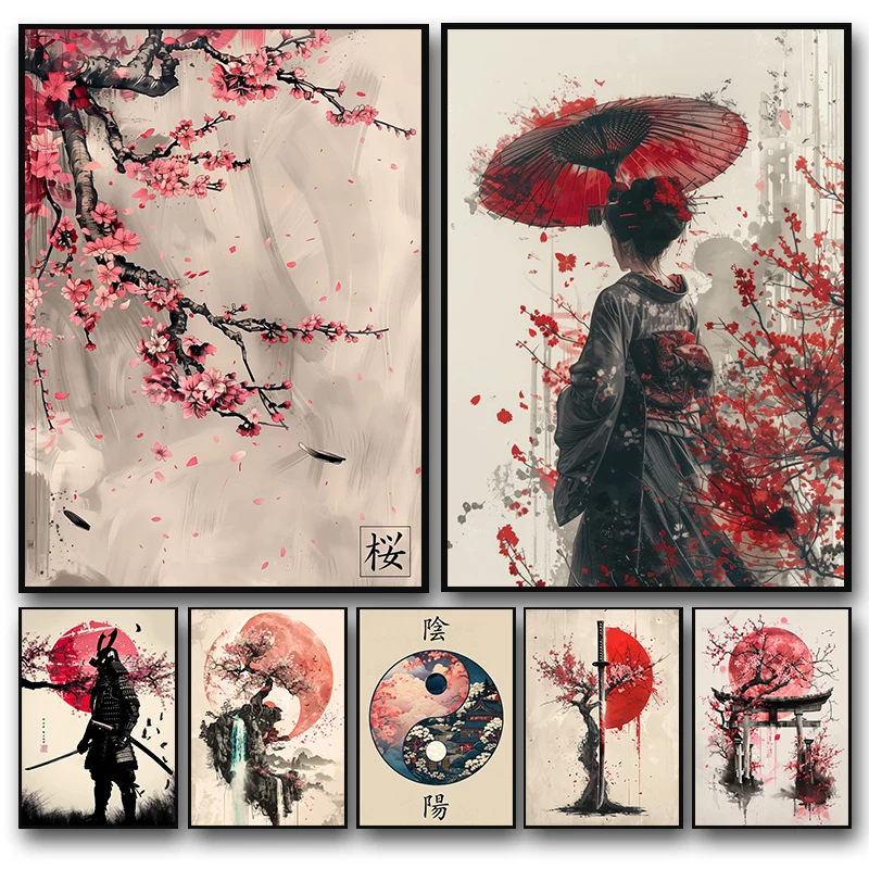 Affiche d’art de paysage japonais, peinture sur toile, impressions murales, photo pour chambre, décoration d’intérieur, samouraï, geisha, bonsaï, porte Torii, Sakura Affiche d’art de paysage japonais, peinture sur toile, impressions murales, photo pour chambre, décoration d’intérieur, samouraï, geisha, bonsaï, porte Torii, Sakura