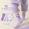 sanrio chaussettes anime kuromi dessin animé filles automne et hiver pur coton chaussettes mignon polyvalent confortable enfants chaussettes cadeau