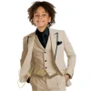 costumes formels blancs pour garçons, tuxedos de dîner pour petits garçons d'honneur, pour fête de mariage, costume de bal, ensemble de 3 pièces