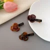 pince à cheveux en acétate français, barrettes à fleurs roses élégantes, pinces latérales nouées, frange, niche avancée, épingle à cheveux rose en trois dimensions, 1pc