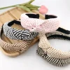 accessoires pour cheveux avec nœud en paille, tendance et élégant, tissé à larges bords, cerceau pour cheveux distinctif simple et à la mode pour femmes
