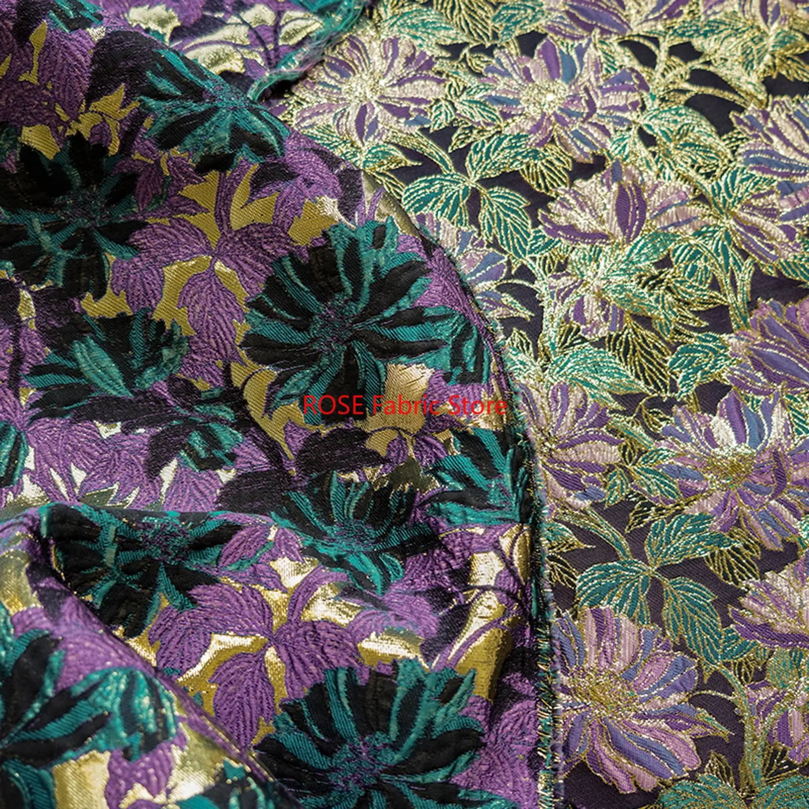 tissu jacquard à fleurs en soie dorée, 1 mètre, à la mode, pour robe, jupe, sac, tissu à coudre décoratif tissu jacquard à fleurs en soie dorée, 1 mètre, à la mode, pour robe, jupe, sac, tissu à coudre décoratif
