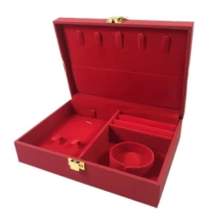 Ensemble de bijoux doré Dragon et phénix, boîte de rangement en velours rouge, Bracelet, collier, coffret cadeau, grande capacité, Vintage