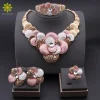 Ensemble de bijoux africains à la mode, couleur or dubaï, pour femmes, client nigérian, Design floral de mariage, cadeau Ensemble de bijoux africains à la mode, couleur or dubaï, pour femmes, client nigérian, Design floral de mariage, cadeau