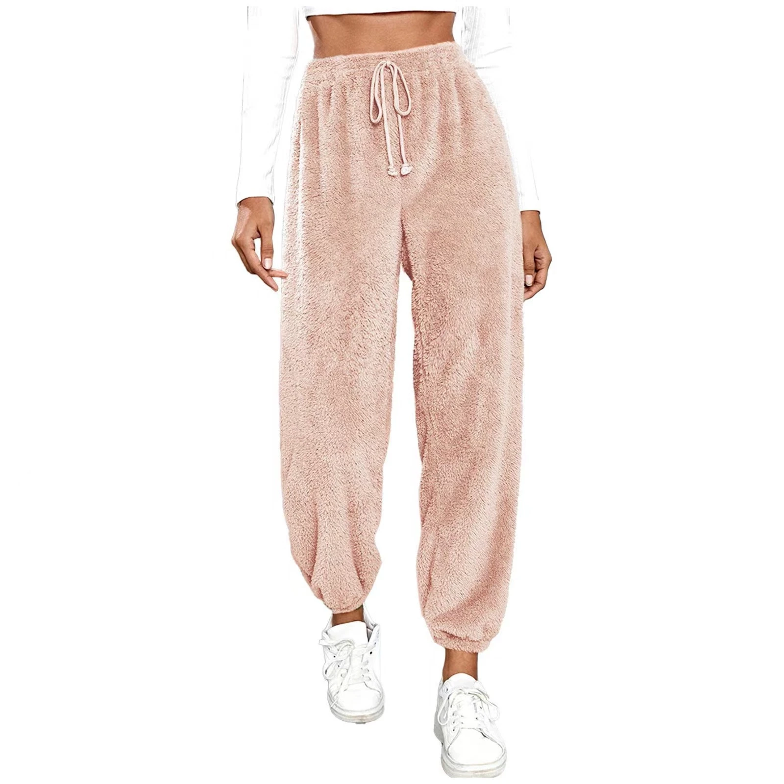 pantalon de survêtement chaud en fourrure pour femme, blanc, monochrome, document fjadt, taille haute, décontracté, épais, nouvelle mode, hiver, 2019 pantalon de survêtement chaud en fourrure pour femme, blanc, monochrome, document fjadt, taille haute, décontracté, épais, nouvelle mode, hiver, 2019