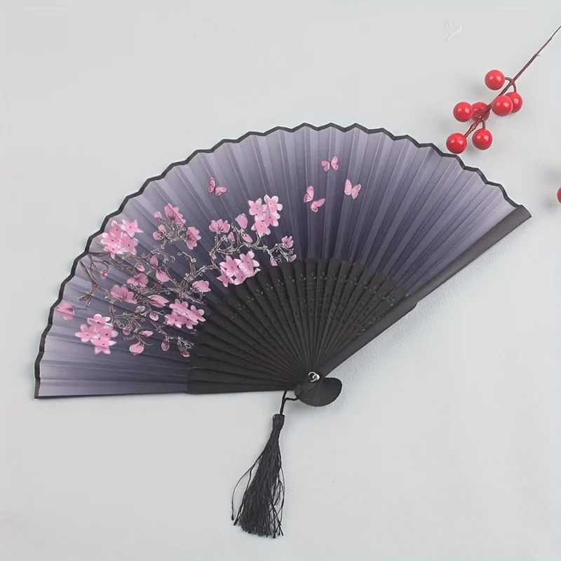 1 éventail de fleurs de cerisier florales vintage avec œuvres d'art roses et violettes, éventail à main portable léger pour la danse hanfu 1 éventail de fleurs de cerisier florales vintage avec œuvres d'art roses et violettes, éventail à main portable léger pour la danse hanfu