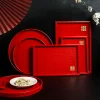 ensemble de vaisselle britannique pour mariage chinois, bols en céramique rouge, bols et cuillères, tasses à thé, baguettes, fournitures de mariage, cadeaux, pomercomparator