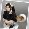 bandeau d'oreille de chien en fourrure, queue de dessin animé comic con, accessoires de cosplay, simulation de peluche, queue d'oreilles d'animaux