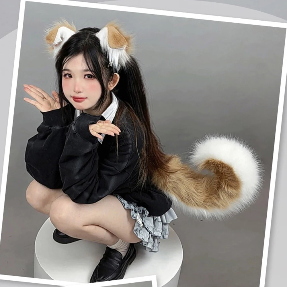 bandeau d'oreille de chien en fourrure, queue de dessin animé comic con, accessoires de cosplay, simulation de peluche, queue d'oreilles d'animaux bandeau d'oreille de chien en fourrure, queue de dessin animé comic con, accessoires de cosplay, simulation de peluche, queue d'oreilles d'animaux