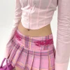 jupes à carreaux roses harajuku kawaii, style preppy pour filles, mini jupes plissées sexy jk avec short y2k kawaii pour femmes, 2025