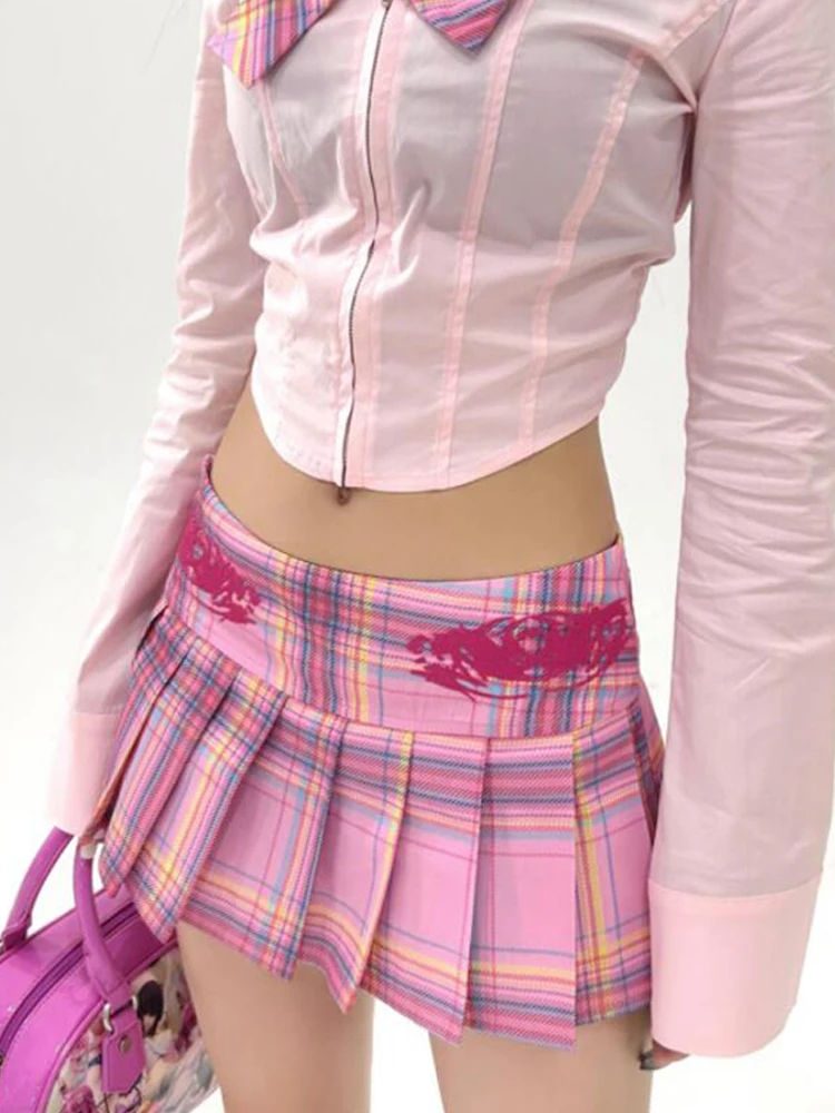 jupes à carreaux roses harajuku kawaii, style preppy pour filles, mini jupes plissées sexy jk avec short y2k kawaii pour femmes, 2025 jupes à carreaux roses harajuku kawaii, style preppy pour filles, mini jupes plissées sexy jk avec short y2k kawaii pour femmes, 2025