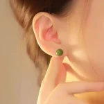 PANJBJ-Boucles d&rsquo;Oreilles Rondes en Argent Sterling 925 pour Femme et Fille, Bijoux de Luxe Vintage, Cadeau de Banquet, Livraison Directe