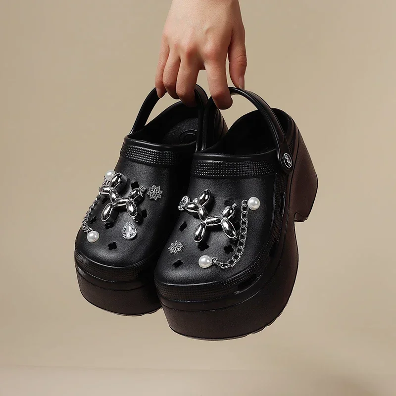 sandales à plateforme épaisse pour femmes, chaussures de jardin à semelle optique à enfiler, sabots bricolage, parker fermé, toboggans de plage coordonnants, été, nouveau, 2025 sandales à plateforme épaisse pour femmes, chaussures de jardin à semelle optique à enfiler, sabots bricolage, parker fermé, toboggans de plage coordonnants, été, nouveau, 2025