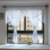 rideau en filet de style cantonnière à double arqué avec dentelle, rideaux de fenêtre blancs transparents, salon, balcon, cuisine, 1 pièce
