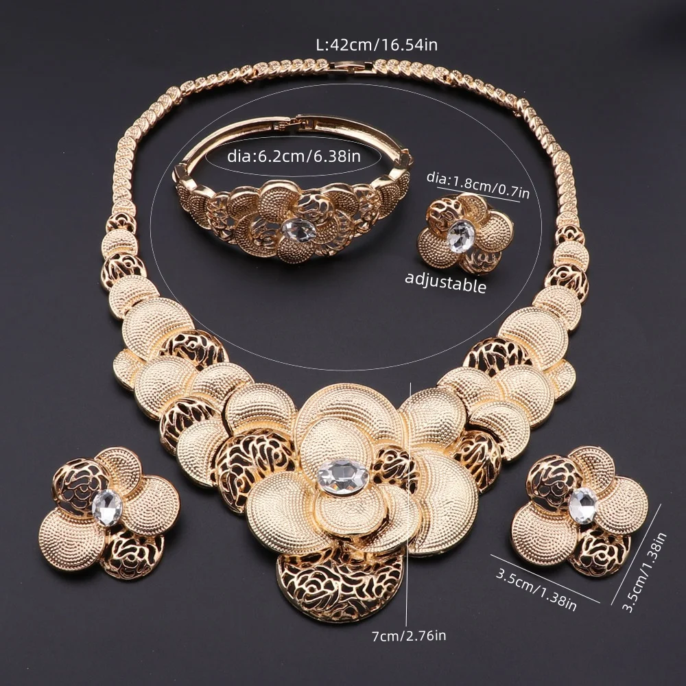 ensemble de bijoux africains à la mode, couleur or dubaï, pour femmes, client nigérian, design floral de mariage, cadeau ensemble de bijoux africains à la mode, couleur or dubaï, pour femmes, client nigérian, design floral de mariage, cadeau