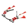 perruque hanfu de style chinois traditionnel, bandeau rouge à pampilles à fleurs anciennes, mignon, perle, couvre chef du nouvel an pour enfants