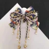 fille de style japonais avec estampage à chaud, accessoire pour cheveux avec nœud en fleurs de cerisier, clip de bord à pampilles lolita