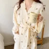 robe de nuit femme printemps et automne nouveau style japonais ins mignon peignoir ours à manches longues décontracté style princesse vêtements de maison