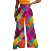 pantalon taille haute à jambes larges imprimé feuilles bleues tropicales pour femmes, vêtements de plage de vacances