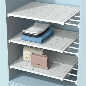 Séparateur extensible blanc, panneau de couches rétractables sans poinçon pour le rangement de garde-robe, étagère de cuisine et de salle de bains, diviseurs de dortoir