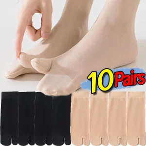 Chaussettes d’été respirantes à bout fendu, Ultra-fines, en soie cristal clair, bas Cool pour femmes et hommes, couleur unie, chaussettes japonaises à deux orteils Chaussettes d’été respirantes à bout fendu, Ultra-fines, en soie cristal clair, bas Cool pour femmes et hommes, couleur unie, chaussettes japonaises à deux orteils