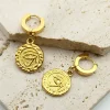 boucles d'oreilles pendantes en acier inoxydable avec breloque pour femme, œil d'horus égyptien des prairies, porte bonheur en or, amulette, bijoux