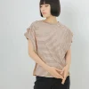 t shirt rayé japonais en coton pour femmes, ample, manches chauve souris, haut tricoté pour femmes