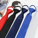 Cravate de cou pré-nouée pour hommes, 5cm, Slim, fermeture éclair, rouge, noir, bleu, couleur unie, Slim, étroit, robe de soirée pour marié, étudiante Cravate de cou pré-nouée pour hommes, 5cm, Slim, fermeture éclair, rouge, noir, bleu, couleur unie, Slim, étroit, robe de soirée pour marié, étudiante