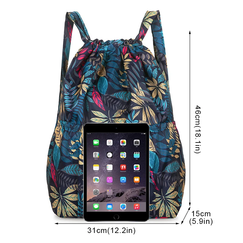 sac à dos de poche à cordon de serrage, nouveau sac de sport de voyage, fitness, grande capacité, fleur, style ethnique, imperméable, épaules en nylon sac à dos de poche à cordon de serrage, nouveau sac de sport de voyage, fitness, grande capacité, fleur, style ethnique, imperméable, épaules en nylon