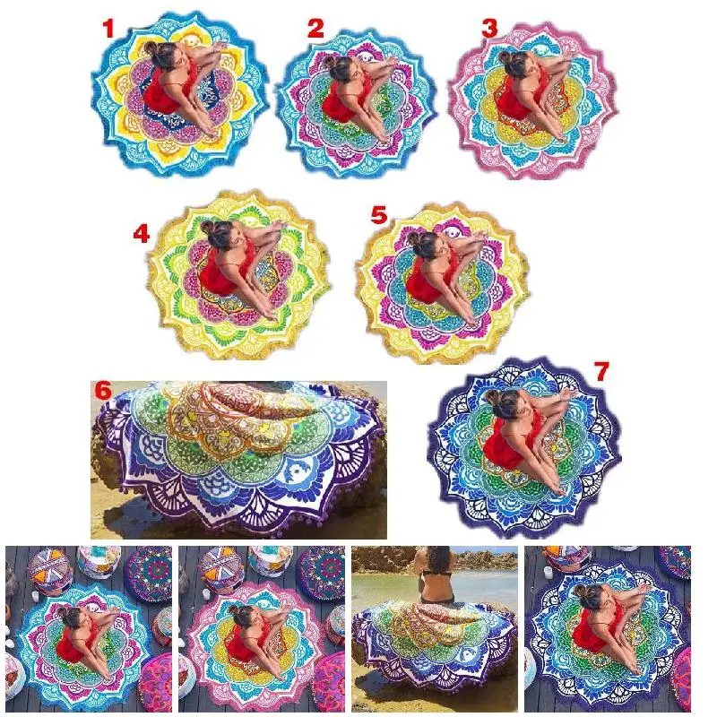 serviette de plage imprimée mandala indien avec pompon, tapisserie murale, cover up bikini en polymères de yoga, décoration d'intérieur serviette de plage imprimée mandala indien avec pompon, tapisserie murale, cover up bikini en polymères de yoga, décoration d'intérieur