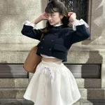 Nouveau Style japonais cordon décontracté mignon fille jupe 2025 printemps et été doux dames taille élastique Kawaii jupe courte femmes