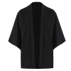 chemises kimono japonais pour hommes, décontractées, point ouvert, léger, yukata, mode, cardigan noir, manches 3/4, vêtements d'extérieur pour les vacances d'été