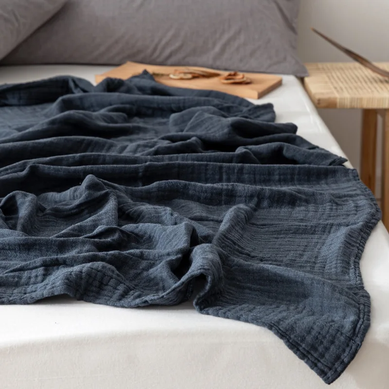serviette tissée en fil de coton pur lavé japonais à 3 couches recouverte de couverture fine, couvertures fraîches d'été, couverture de climatisation serviette tissée en fil de coton pur lavé japonais à 3 couches recouverte de couverture fine, couvertures fraîches d'été, couverture de climatisation