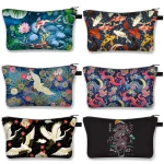 Trousse à cosmétiques japonaise Koi Fish Crane pour femmes, trousse de maquillage Harajuku, sac de beauté pour filles, trousse de toilette cosmétique Hip Hop, dragon asiatique
