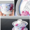 gaiwan en porcelaine de grande capacité pour voyage, bol de couverture, tasse à thé chinoise gai wan avec couvercle et soucoupe, ensemble puer, céramique, 350 ml