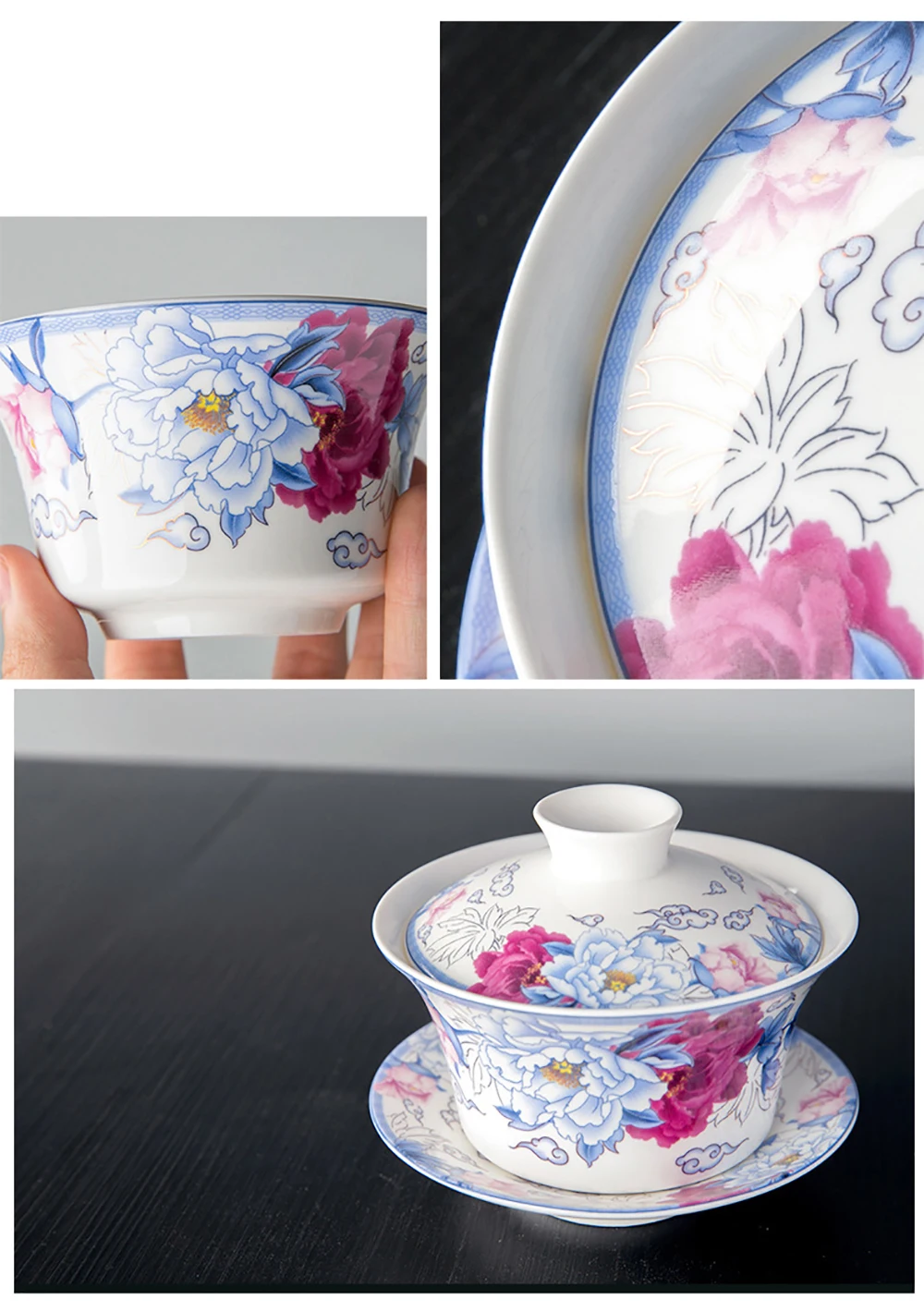 gaiwan en porcelaine de grande capacité pour voyage, bol de couverture, tasse à thé chinoise gai wan avec couvercle et soucoupe, ensemble puer, céramique, 350 ml gaiwan en porcelaine de grande capacité pour voyage, bol de couverture, tasse à thé chinoise gai wan avec couvercle et soucoupe, ensemble puer, céramique, 350 ml
