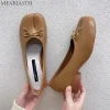 tabi chaussures ballet falts ballerine en cuir chaussures pour femmes bout fendu chaussures plates tabi sans lacet mocassins à fond souple avec nœud