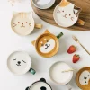 chat de dessin animé japonais avec couvercle, tasse à café, tasse de petit déjeuner mignonne, tasse à café créative, tasse à lait, tasse d'eau pour couple avec couvercle