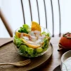bol à mélanger en verre de 350/600ml, bol à salade de style japonais résistant à la chaleur avec port de dérivation, bol matcha transparent pour yaourt