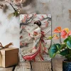 art mural en aluminium geisha japonais, signe en métal gaufré 3d, décor de style vintage pour le salon, affiche murale décorative