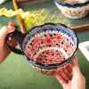 bol en céramique à poignée japonaise peinte à la main, bols à salade ramen et nouilles, bols à pâtes rétro, vaisselle de restaurant domestique, nouveau 2025